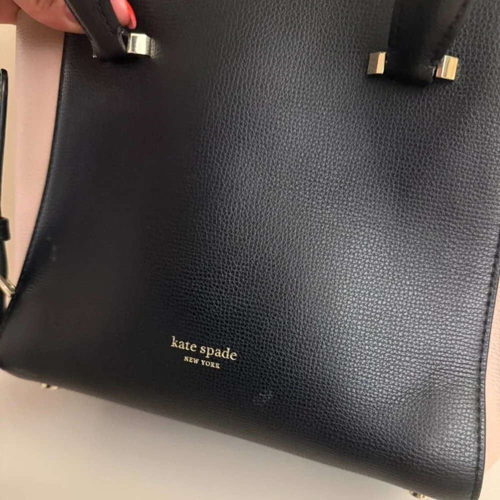 Kate Spade New York Sydney Satchel Crossbody Black Pink Gold Medium Tote
